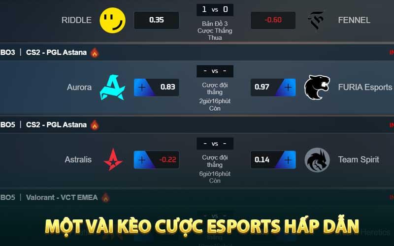 Một vài kèo cược Esports hấp dẫn